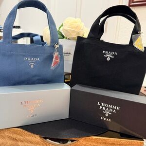 !!New design!!  Prada L'Homme Mini Canvas Tote. PICK Color Black or Blue :) NIB